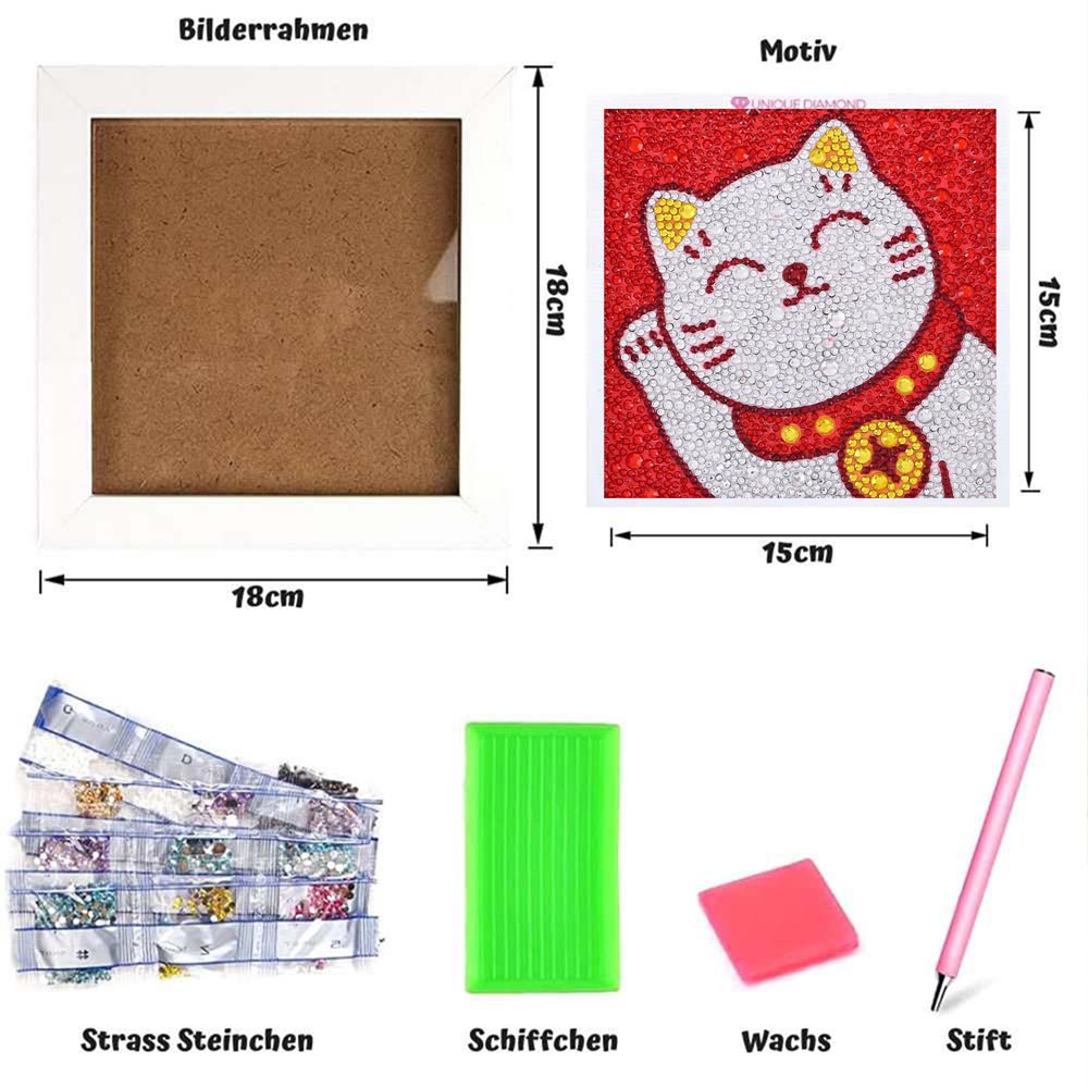 Diamond Painting 5D Kat voor Kinderen met Fotolijst