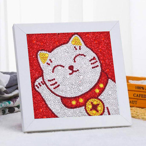 Diamond Painting 5D Kat voor Kinderen met Fotolijst