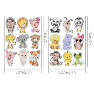 Diamond Painting 5D 18 Stickers Dieren