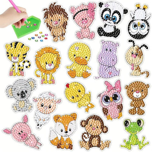 Diamond Painting 5D 18 Stickers Dieren