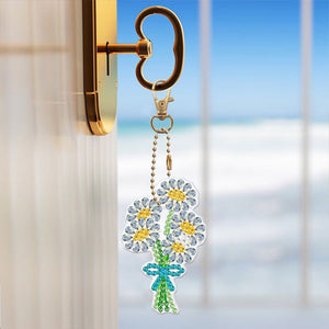 Diamond Painting Sleutelhanger 5D Bloemenboeket 5 Stuks