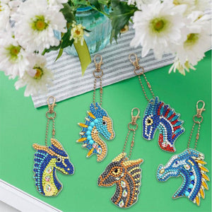 Diamond Painting Sleutelhanger 5D Draak 5 Stuks