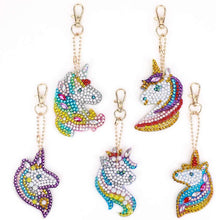 Afbeelding in Gallery-weergave laden, Diamond Painting Sleutelhangers 5D met Eenhoorns 5 Stuks