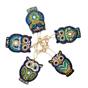 Diamond Painting Sleutelhanger 5D Uilen Set van 5 Stuks