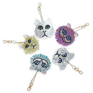 Diamond Painting Sleutelhangers 5D Kittens 5 Stuks