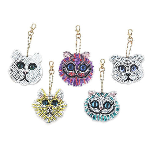 Sleutelhangers Diamond Painting 5D Kittens 5 Stuks