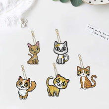 Afbeelding in Gallery-weergave laden, Diamond Painting Sleutelhangers Katten 5 Stuks