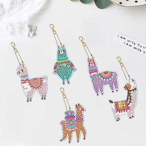 Diamond Painting Sleutelhanger 5D Lama's 5 Stuks