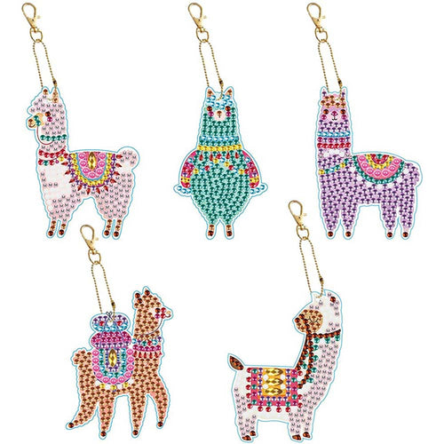 Diamond Painting Sleutelhangers 5D Lama's 5 Stuks