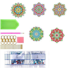 Afbeelding in Gallery-weergave laden, Diamond Painting Sleutelhangers 5D Mandala Bloemen 5 Stuks