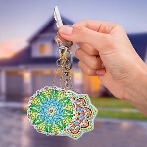 Diamond Painting Sleutelhangers 5D Mandala Bloemen 5 Stuks