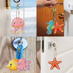 Diamond Painting Sleutelhangers 5D Oceanische Dieren 5 Stuks