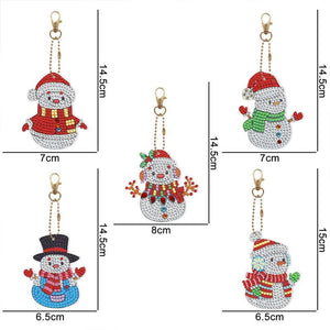 Diamond Painting Sleutelhangers 5D met Sneeuwpoppen 5 Stuks