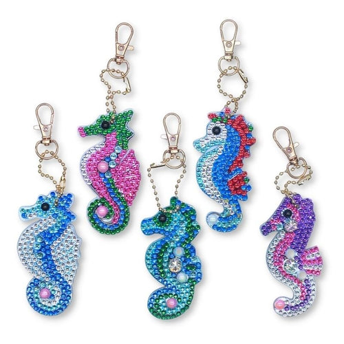 Sleutelhangers Diamond Painting 5D Zeepaardjes 5 Stuks