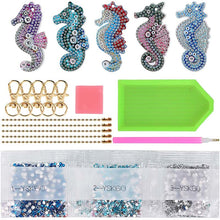 Afbeelding in Gallery-weergave laden, Diamond Painting Sleutelhangers 5D Zeepaardjes 5 Stuks
