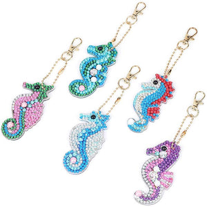 Diamond Painting Sleutelhangers 5D Zeepaardjes 5 Stuks