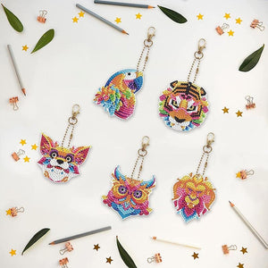 Diamond Painting Sleutelhangers 5D Dieren 5 Stuks