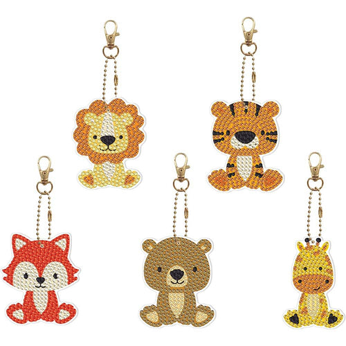 Diamond Painting Sleutelhanger 5D met Dieren 5 Stuks