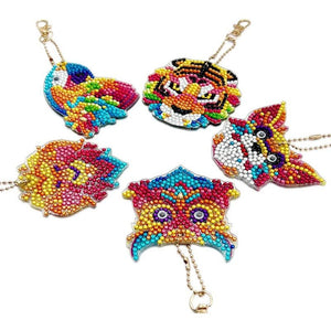 Diamond Painting Sleutelhangers 5D Dieren 5 Stuks