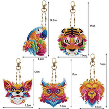 Afbeelding in Gallery-weergave laden, Diamond Painting Sleutelhangers 5D Dieren 5 Stuks