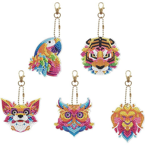 Diamond Painting Sleutelhangers 5D Dieren 5 Stuks