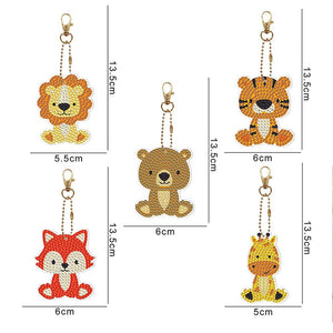 Diamond Painting Sleutelhanger 5D met Dieren 5 Stuks