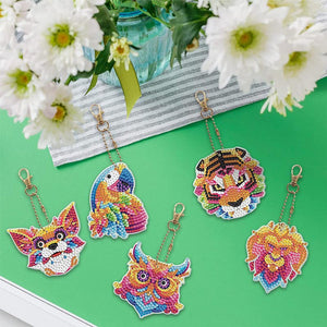 Diamond Painting Sleutelhangers 5D Dieren 5 Stuks