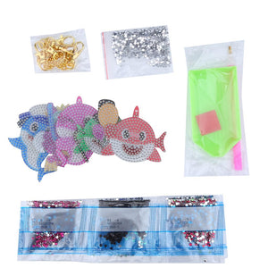 Diamond Painting Sleutelhanger 5D met Zee Dieren 5 Stuks