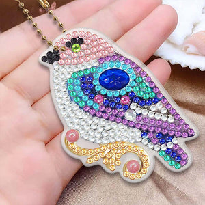 Sleutelhangers Diamond Painting 5D Vogels 8 Stuks