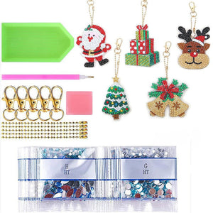 Diamond Painting Sleutelhangers 5D Kerst 5 Stuks