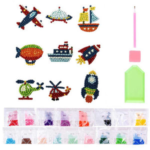 Diamond Painting Sticker Set Vliegtuigen voor Kinderen