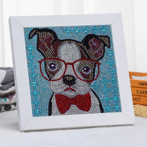 Diamond Painting Kit 5D voor Kinderen - Hond met Fotolijst