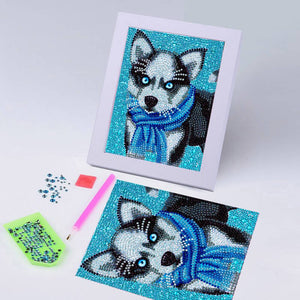 Diamond Painting Kit 5D met Husky Design en Fotolijst