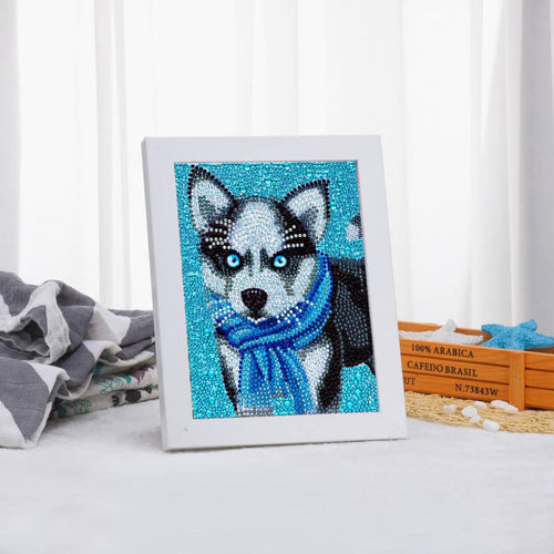 Diamond Painting Kit 5D met Husky Design en Fotolijst