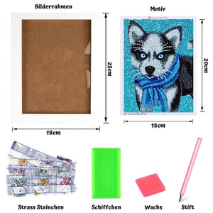 Diamond Painting Kit 5D met Husky Design en Fotolijst