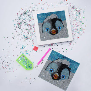 Diamond Painting 5D Kinderen Pinguïn met Fotolijst