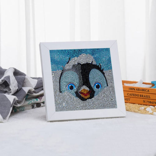 Diamond Painting 5D Kinderen Pinguïn met Fotolijst