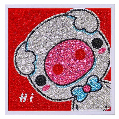 Diamond Painting 5D Kinderen Varken met Fotolijst