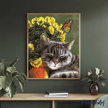 Afbeelding in Gallery-weergave laden, Schilderen op Nummer - Kleine kat en vlinder