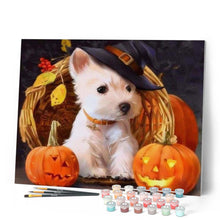 Afbeelding in Gallery-weergave laden, Schilderen op Nummer - Westie hond tijdens Halloween