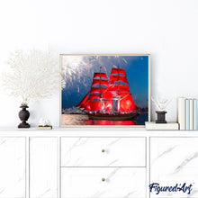 Afbeelding in Gallery-weergave laden, Schilderen op Nummer - Rode Zeilboot