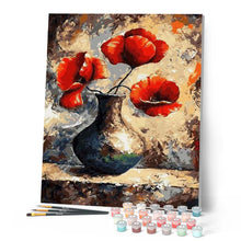 Afbeelding in Gallery-weergave laden, Schilderen op Nummer - Ancien vaas en rode bloemen