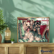 Afbeelding in Gallery-weergave laden, Schilderen op Nummer - Yorkshire terriers op Sofa