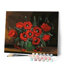 Afbeelding in Gallery-weergave laden, Schilderen op Nummer - Donkerrode bloemen