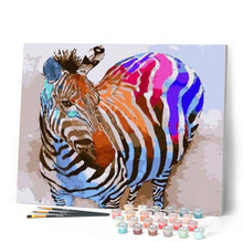 Afbeelding in Gallery-weergave laden, Schilderen op Nummer - Regenboog Zebra