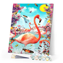 Afbeelding in Gallery-weergave laden, Schilderen op Nummer - Roze flamingo's en vlinders