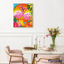 Afbeelding in Gallery-weergave laden, Schilderen op Nummer - Duo van roze flamingo's en bloemen