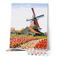 Afbeelding in Gallery-weergave laden, Schilderen op Nummer - Windmolen en bloemen