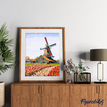 Afbeelding in Gallery-weergave laden, Schilderen op Nummer - Windmolen en bloemen