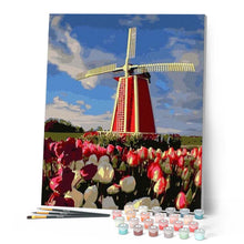 Afbeelding in Gallery-weergave laden, Schilderen op Nummer - Bloemen en molen